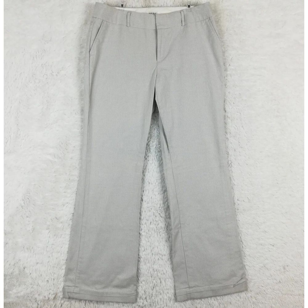 Banana Republic Womens Pants Martin Fit Straight Leg Gray Pinstripe Mid Rise 10